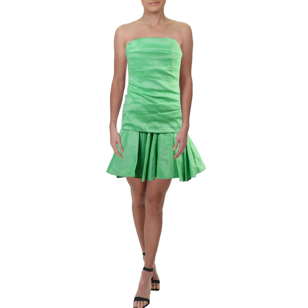 Halston Heritage Green Strapless Cocktail Dress RF150804 Sz 4